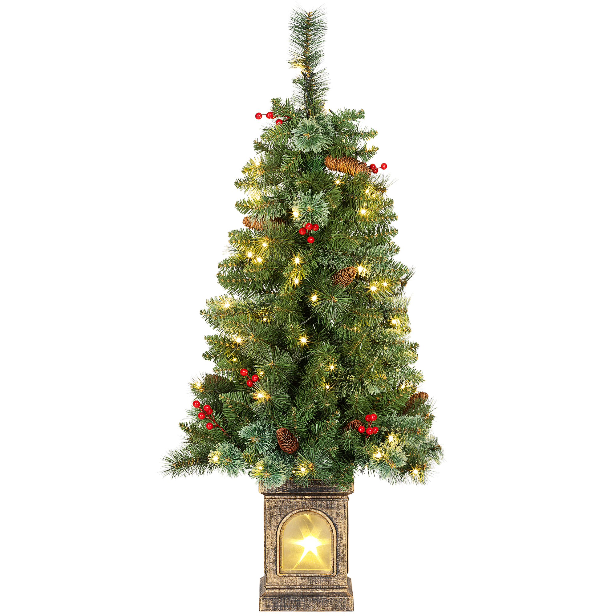 Künstlicher Weihnachtsbaum 120 cm Tannenbaum künstlich mit 100 LED Beleuchtung, 8 Modi, 214 Spitzen Künstlicher Weihnachtsbaum 120 cm Tannenbaum künstlich mit 100 LED Beleuchtung, 8 Modi, 214 Spitzen