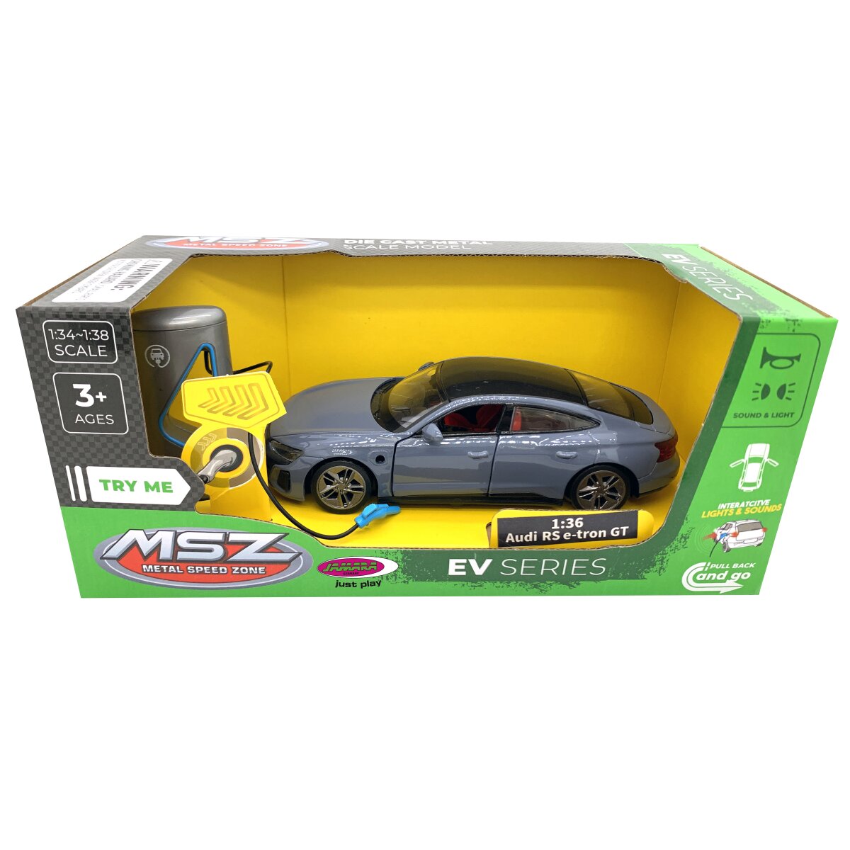 Audi RS e-tron GT Diecast 1:36 grau inkl. Knopfzellen