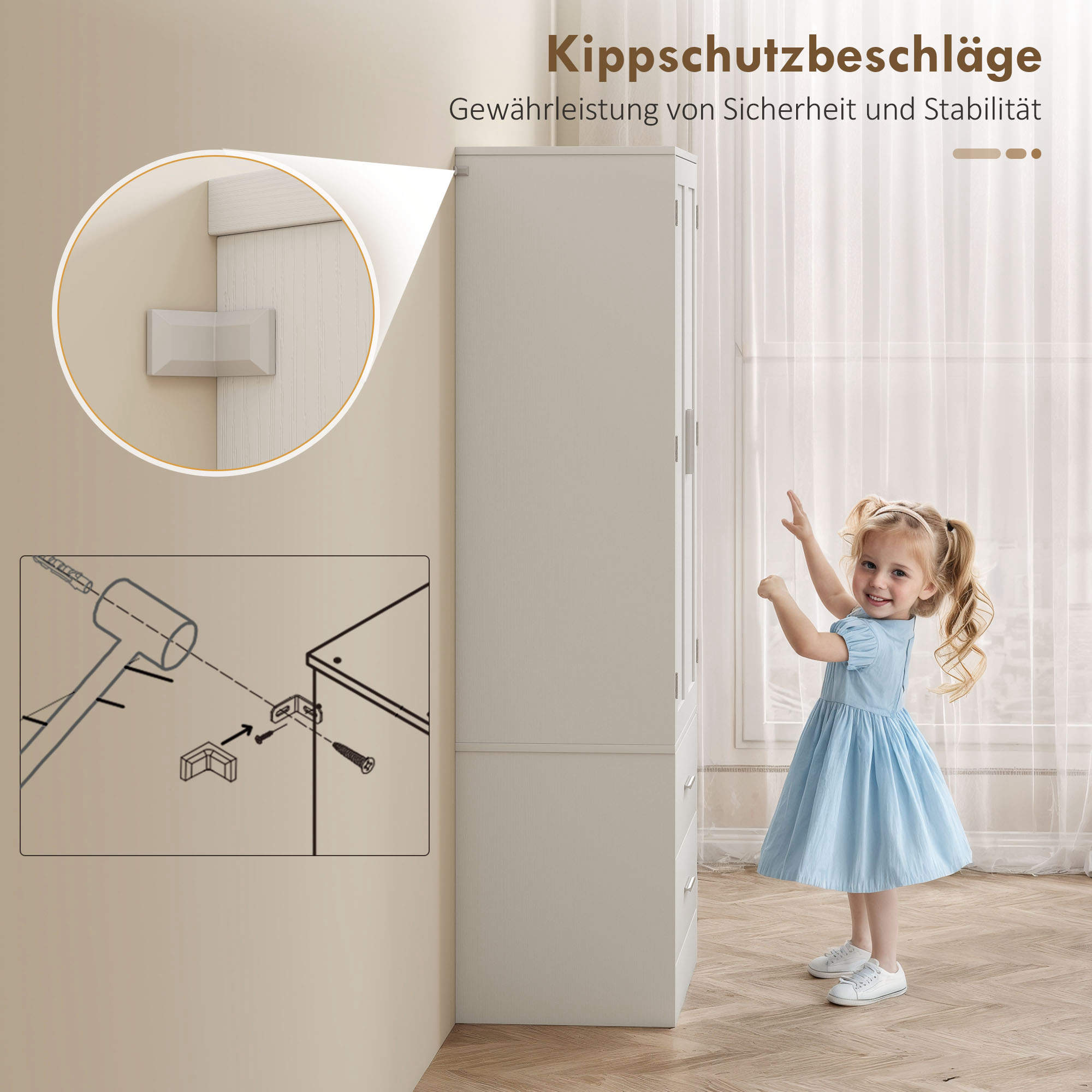 159 cm Küchenschrank, verstellbare Regale, 2 Schublade, für Küche, Esszimmer, Spanplatte, MDF, Weiß