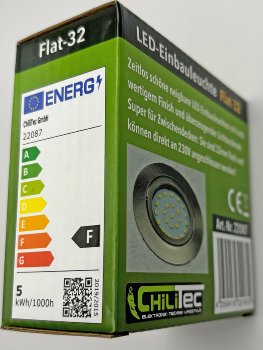 LED-Einbauleuchte "Flat-32" neutralweiß, 80x32mm, 5W, 590lm, Edelstahl gebürstet