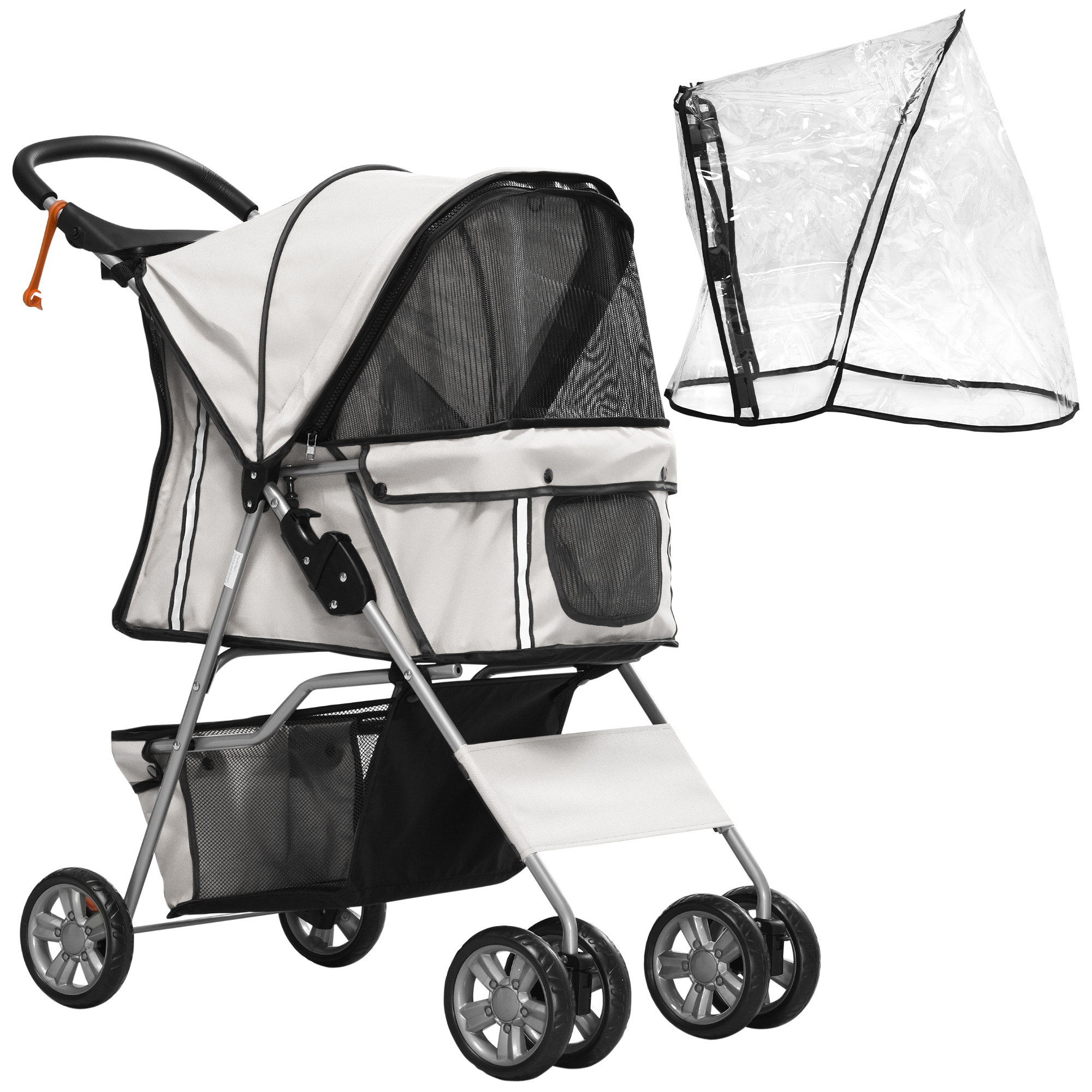 Hundebuggy Hundewagen bis 10 kg Klappbar Regenschutz Bodenkorb 2 Becherhalter 75 cm x 45 cm x 97 cm Grau Hundebuggy Hundewagen bis 10 kg Klappbar Regenschutz Bodenkorb 2 Becherhalter 75 cm x 45 cm x 97 cm Grau