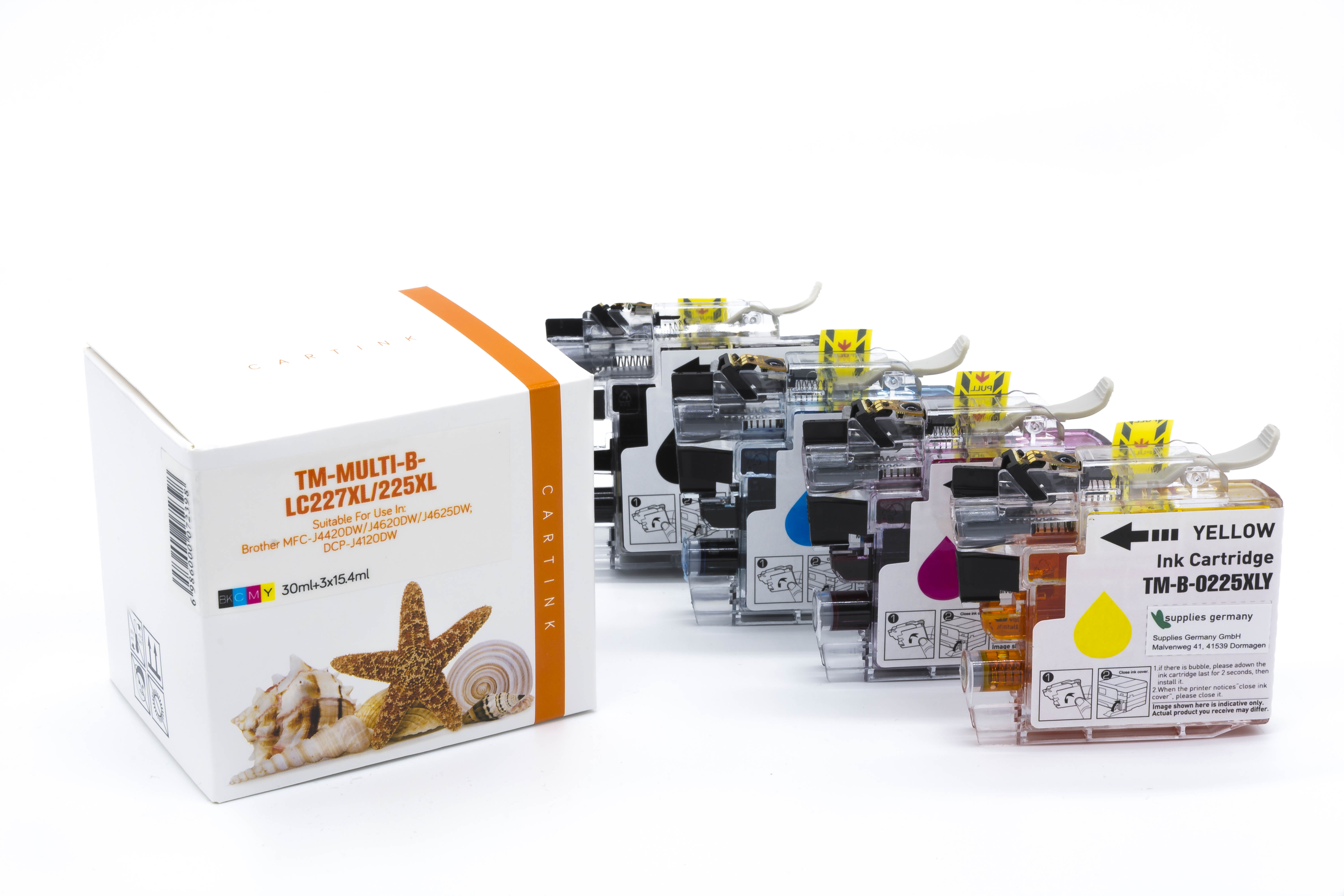 Multipack LC227/225XL alternativ Tinte für Brother / LC227XLVALBP / BK25ml / C,M,Y11ml Multipack LC227/225XL alternativ Tinte für Brother / LC227XLVALBP / BK25ml / C,M,Y11ml