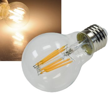 LED Glühlampe E27 "Filament G60k" klar, 3000K, 919lm, 230V / 8W, warmweiß
