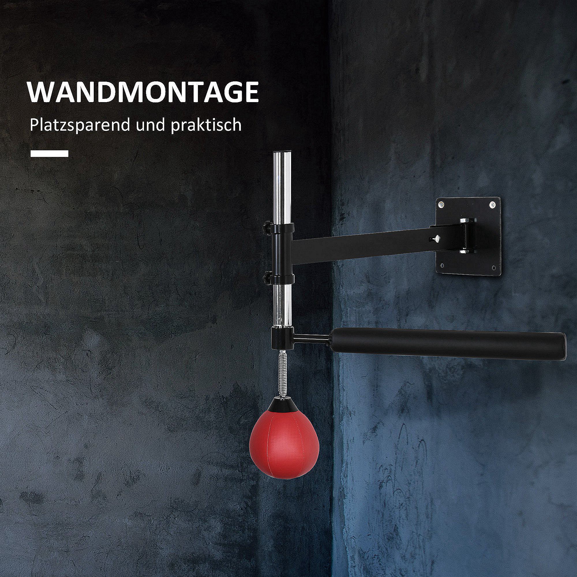 Boxgestell mit Speedball & Reflexstange, Wandmontage, höhenverstellbar, Schwarz/Rot
