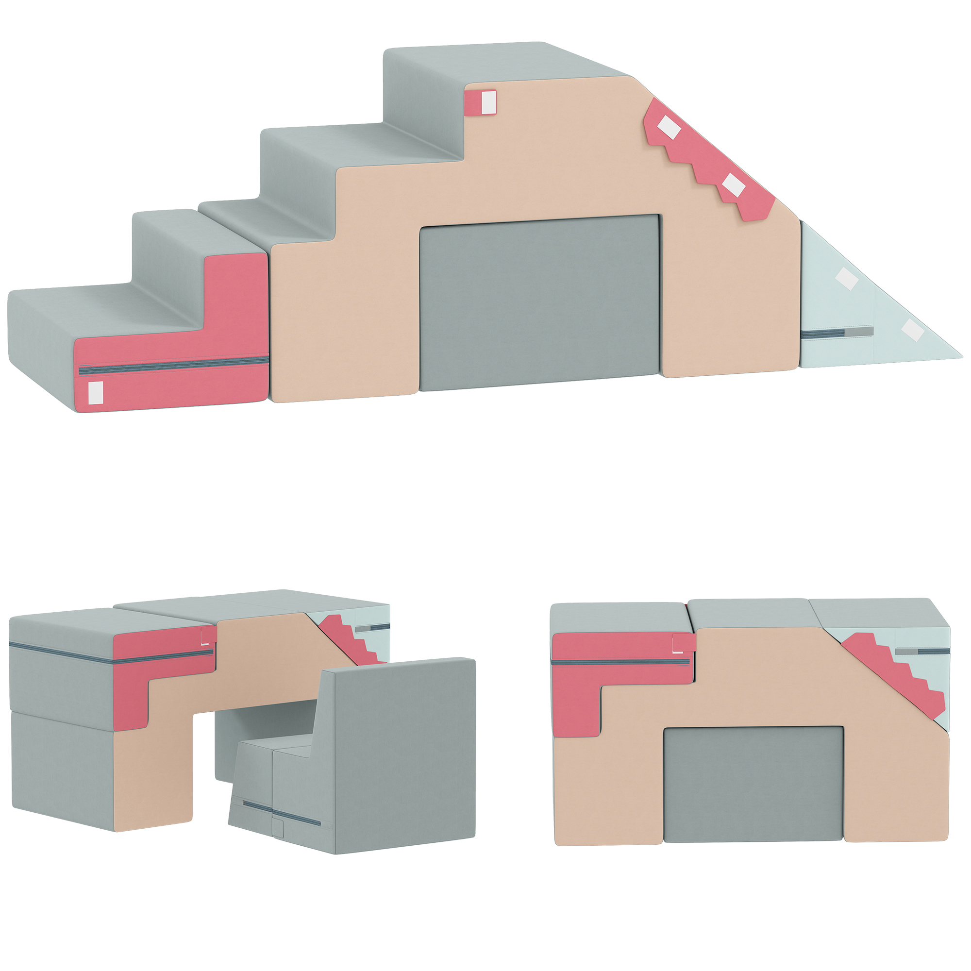 2-teiliges weiches Spielblöcke-Set für Kleinkinder, Kunstleder, Schaumstoff, zum Klettern, Bauen, Spielen, Bunt