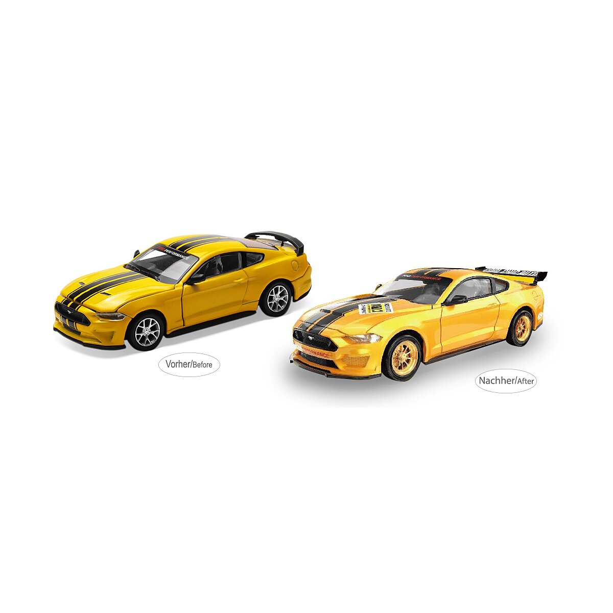 Ford Mustang GT Diecast 1:42 gelb 2in1