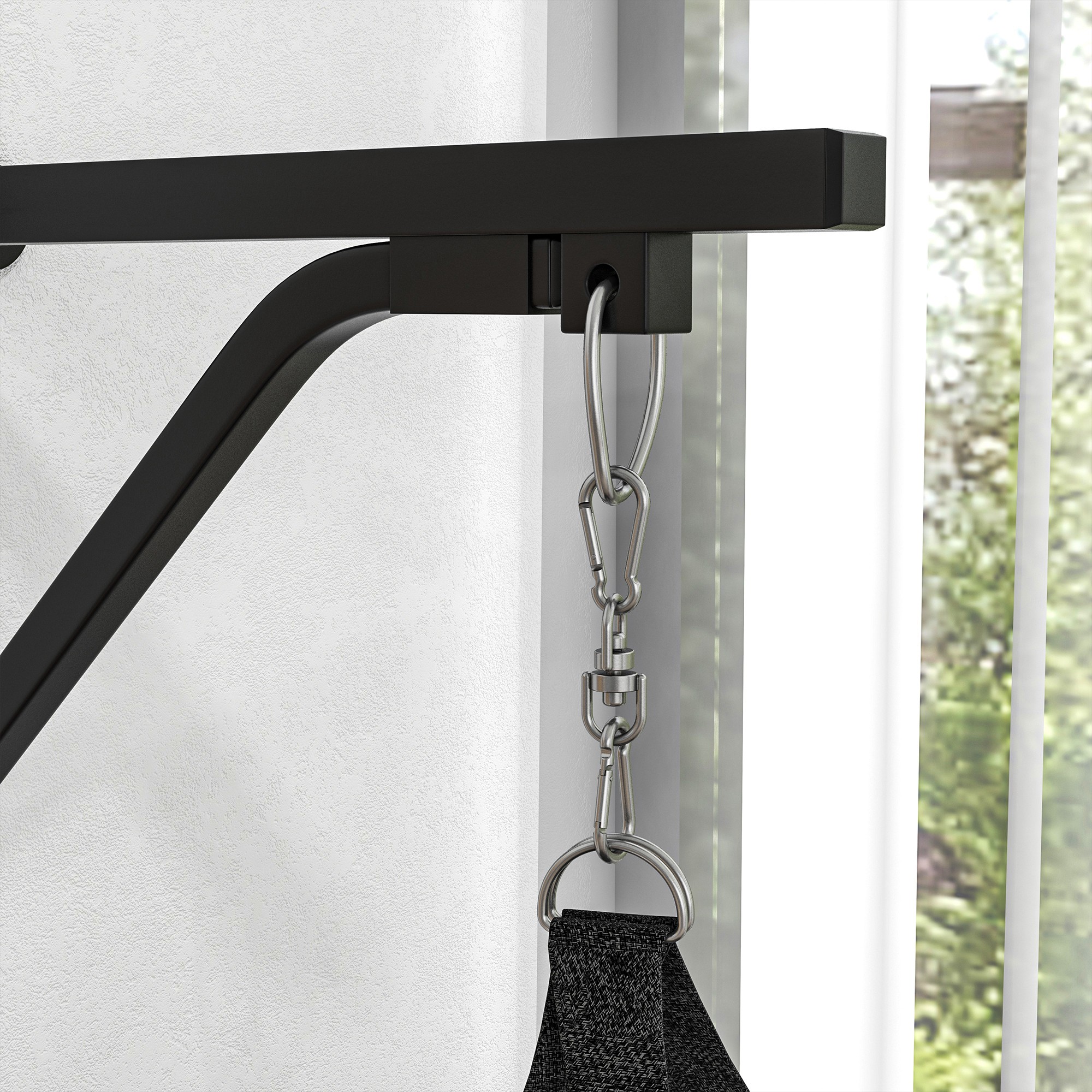 Boxsack, befüllbar, mit Wandhalterung, Handschuhen und Bandagen, bis 45 kg, Schwarz