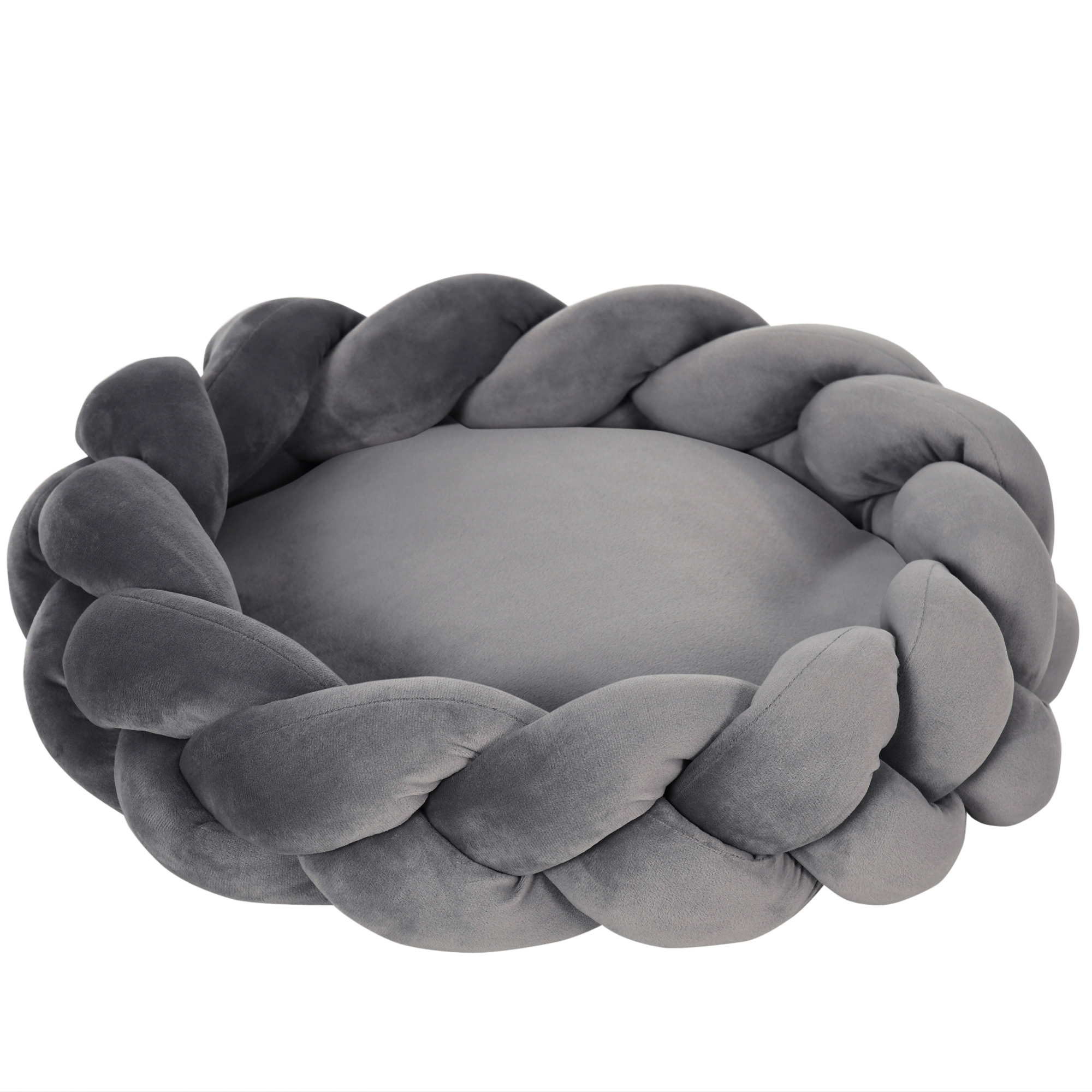 Haustierbett inkl. Kissen, Katzenbett, Hundekorb, waschbar, 55 cm x 55 cm x 14 cm, Grau