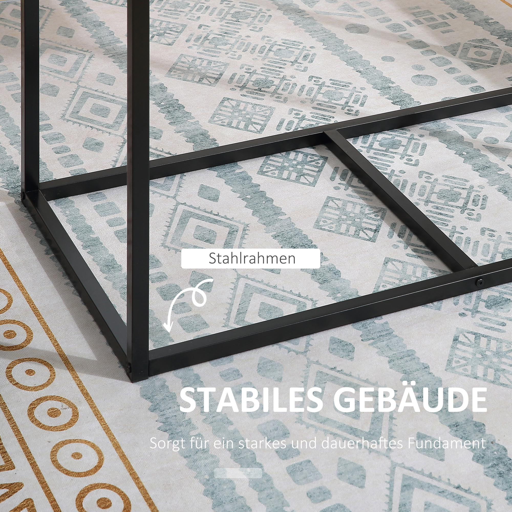 Esstisch-Set mit 2 Stühlen, Kompaktes Set aus Tisch und Stühlen für Esszimmer, Wohnzimmer, Küche, mit Metallrahmen