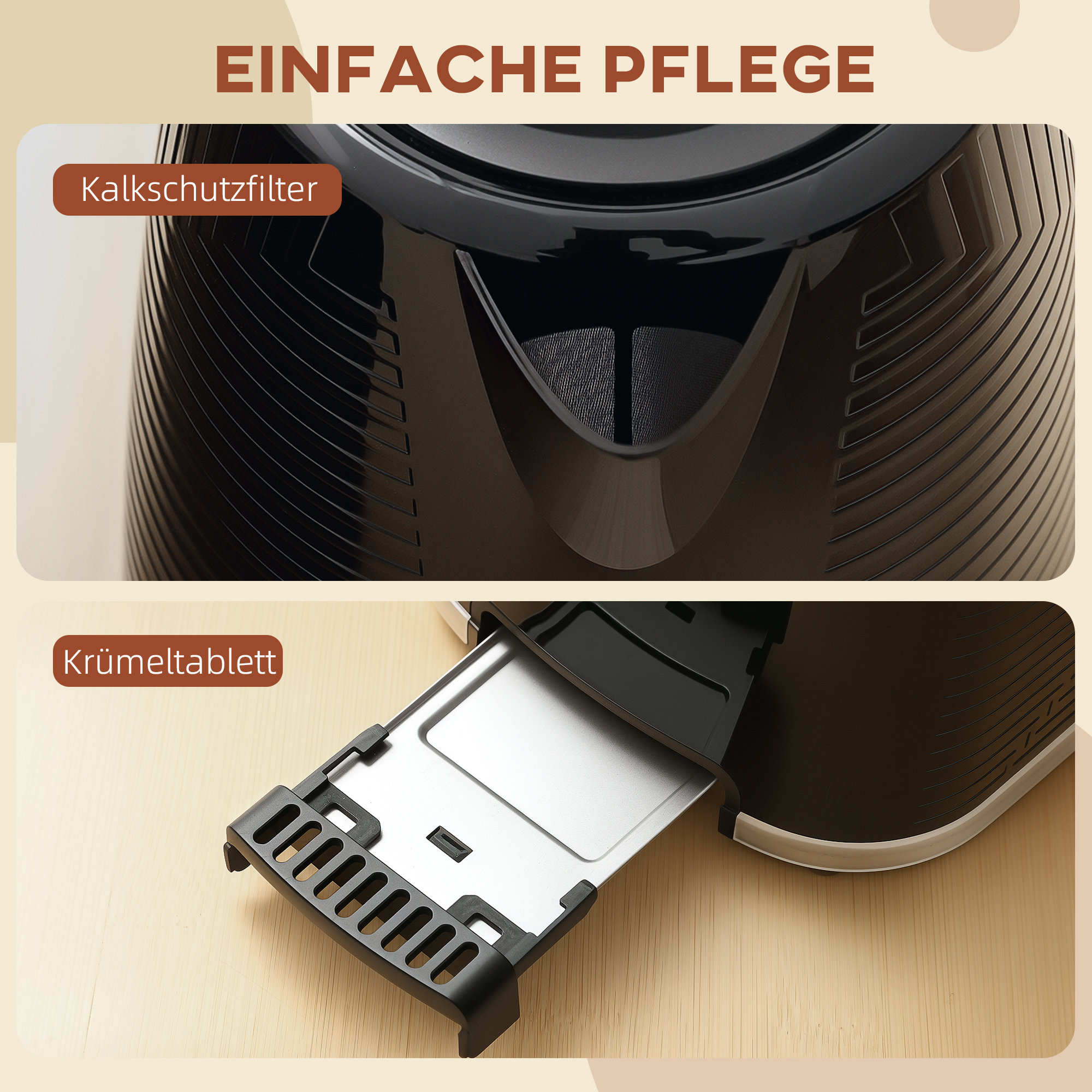 Wasserkocher- und Toaster-Set, 2200W, Otter-Thermostat, 2-Schlitz-Toaster, 7 Bräunungsstufen, Krümelfach, Schwarz