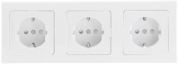 DELPHI Set 3 Steckdosen + 3-fach Rahmen, 250V~/ 16A, Steckanschluss, weiß