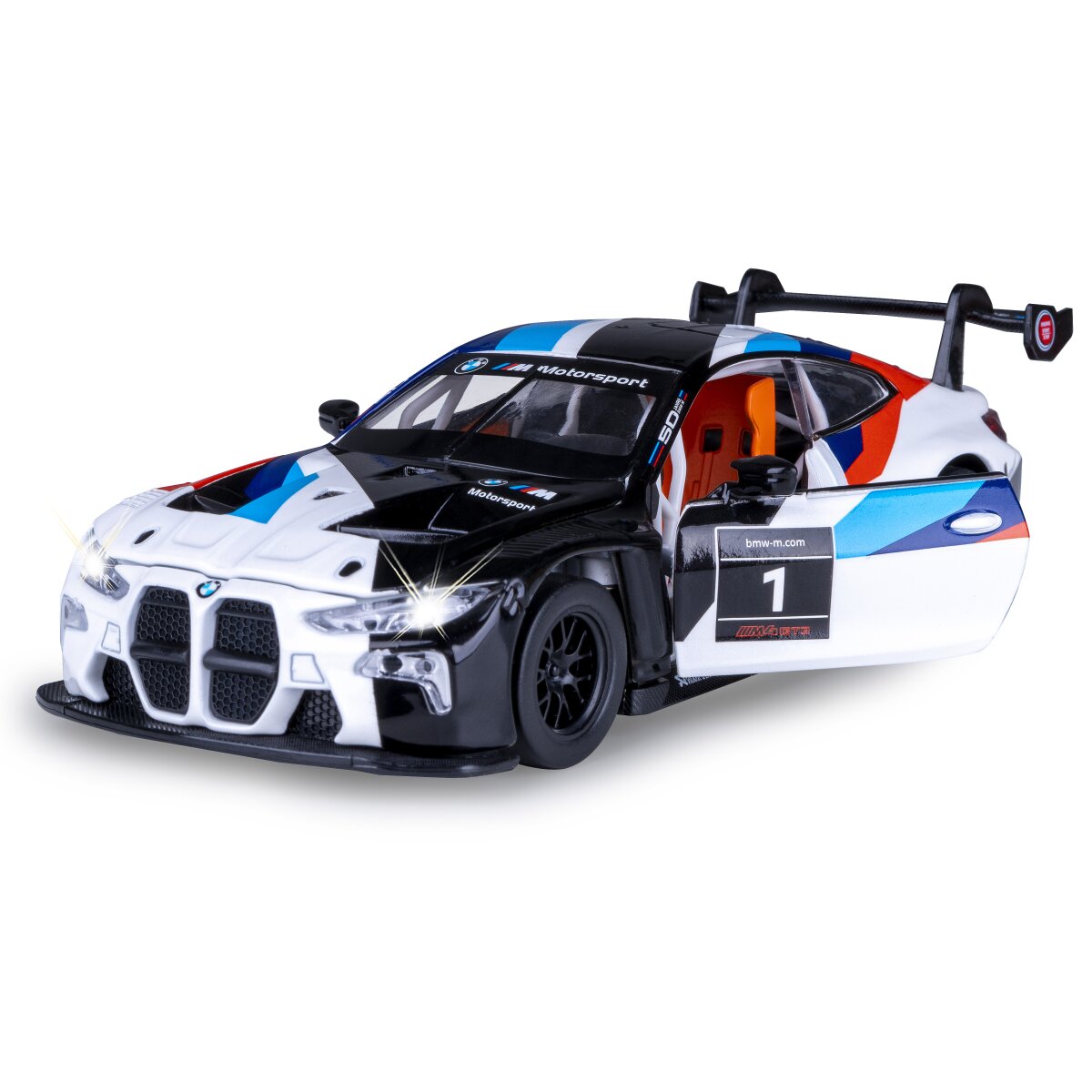 BMW M4 GT3 Diecast 1:32 weiß inkl. Knopfzellen