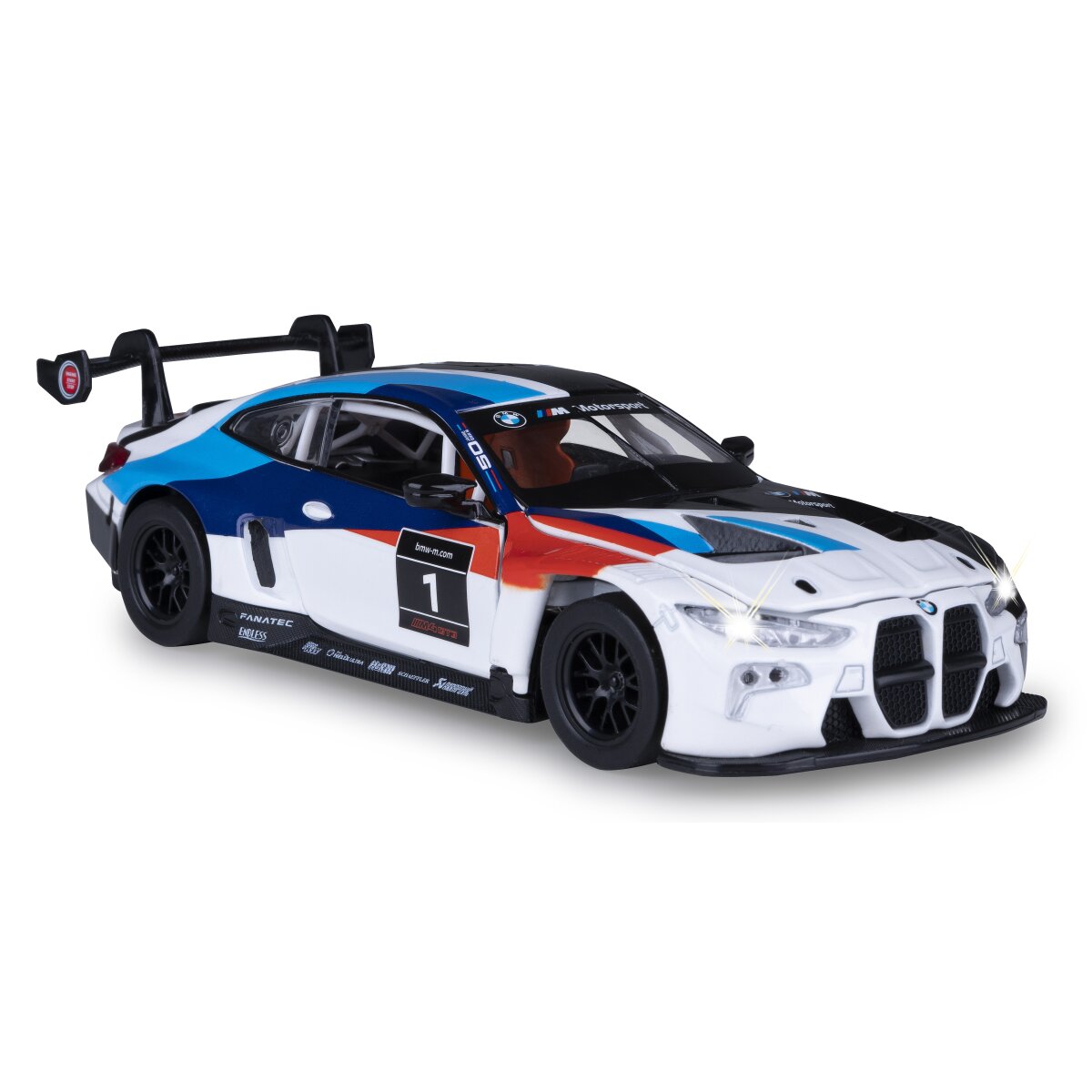 BMW M4 GT3 Diecast 1:32 weiß inkl. Knopfzellen