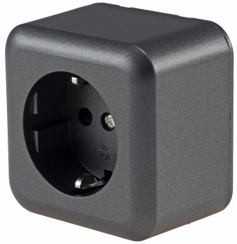 FASKO Schutzkontakt-Steckdose, Anthrazit, 250V~/ 16A, Aufputz, Schraubanschluss