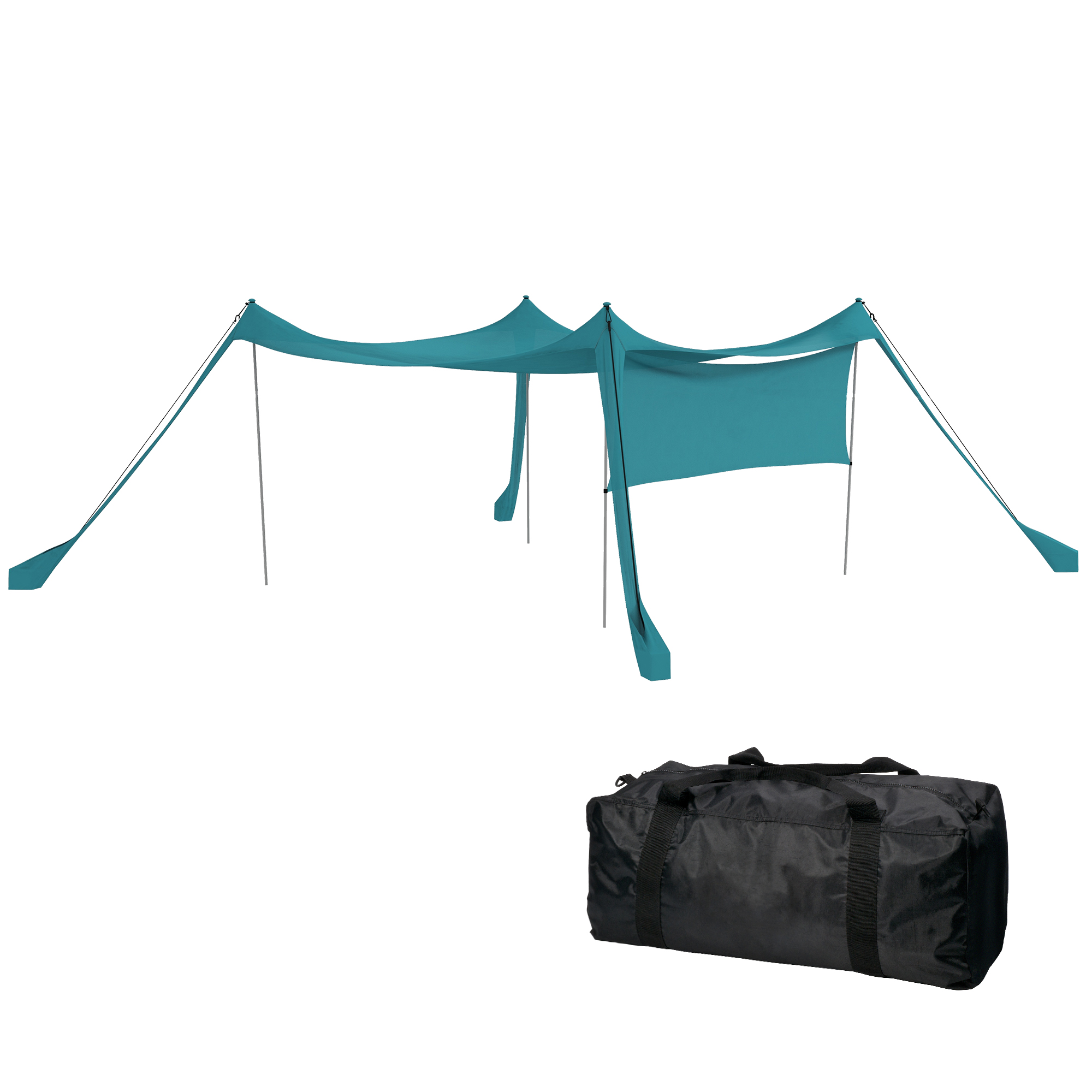Sonnensegel, wasserdicht, anpassbar, leicht, faltbar, Stahlstützen, 3x3x2m, Himmelblau