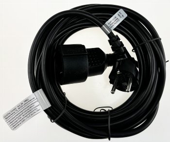 Schutzkontakt-Verlängerung, 5m, schwarz, H05VV-F3G 1,5mm² 16A/250V