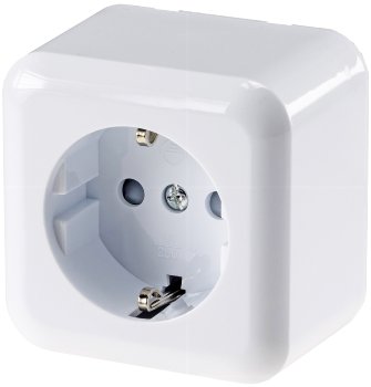 FASKO Schutzkontakt-Steckdose,  AP, Weiß, 250V~/ 16A, Aufputz, Schraubanschluss