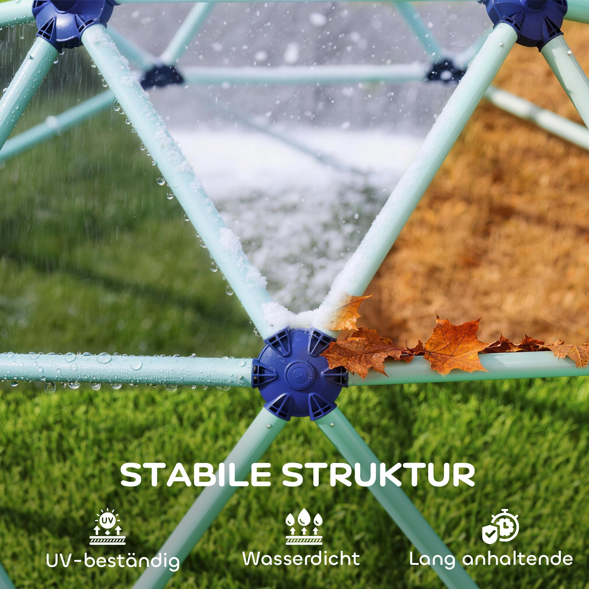 Kletterkuppel Ø182,5cm UV-beständig, wasserdicht Kletterdom für Kinder bis zu 90 kg, für 3-8 Jahre Kunststoff Blau