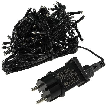 LED Aussen-Lichterkette "CT-ALK100" 10m, warmweiß, Kabel schwarz, IP44, 100 LEDs