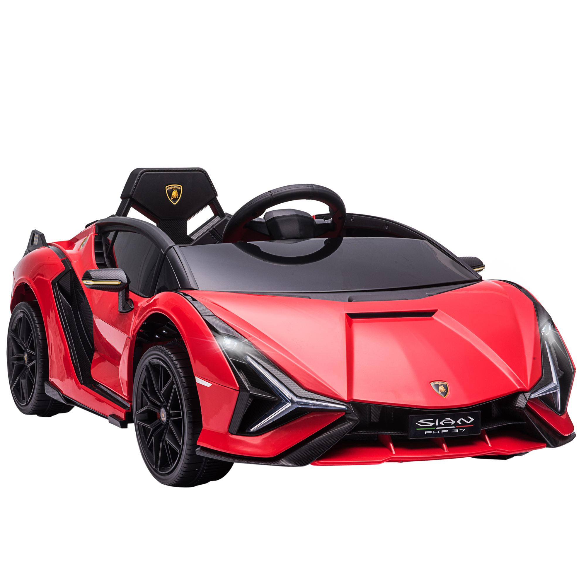 Kinderfahrzeug 12V 2 Fahrmodi Lamborghini SIAN SUV-Auto-Spielzeug Elektroauto mit Fernbedienung Musik(MP3/USB) Licht 37-60 Monate Metall Rot 108 x 62 x 40 cm