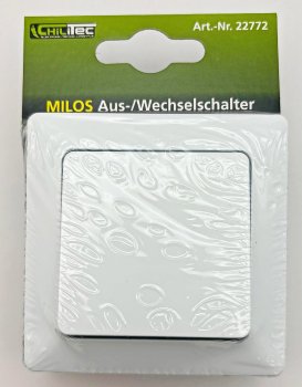 MILOS Wechsel-Schalter, UP, weiß matt, 250V~/ 10A, inkl. Rahmen, Steckanschluss