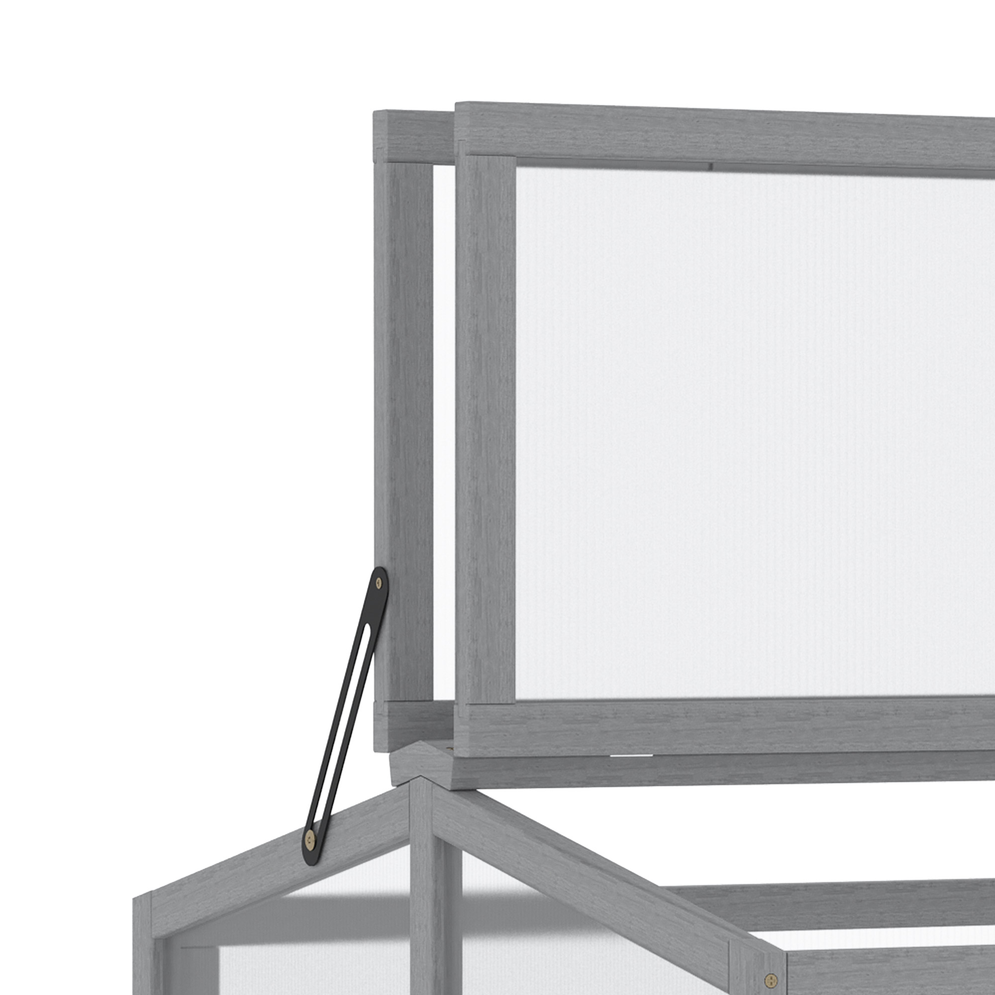 Frühbeet Treibhaus Gewächshaus Frühbeetkasten Pflanzenbeet mit Abdeckung aus Holz und Polycarbonat wetterfest Hellgrau 90 x 80 x 58 cm