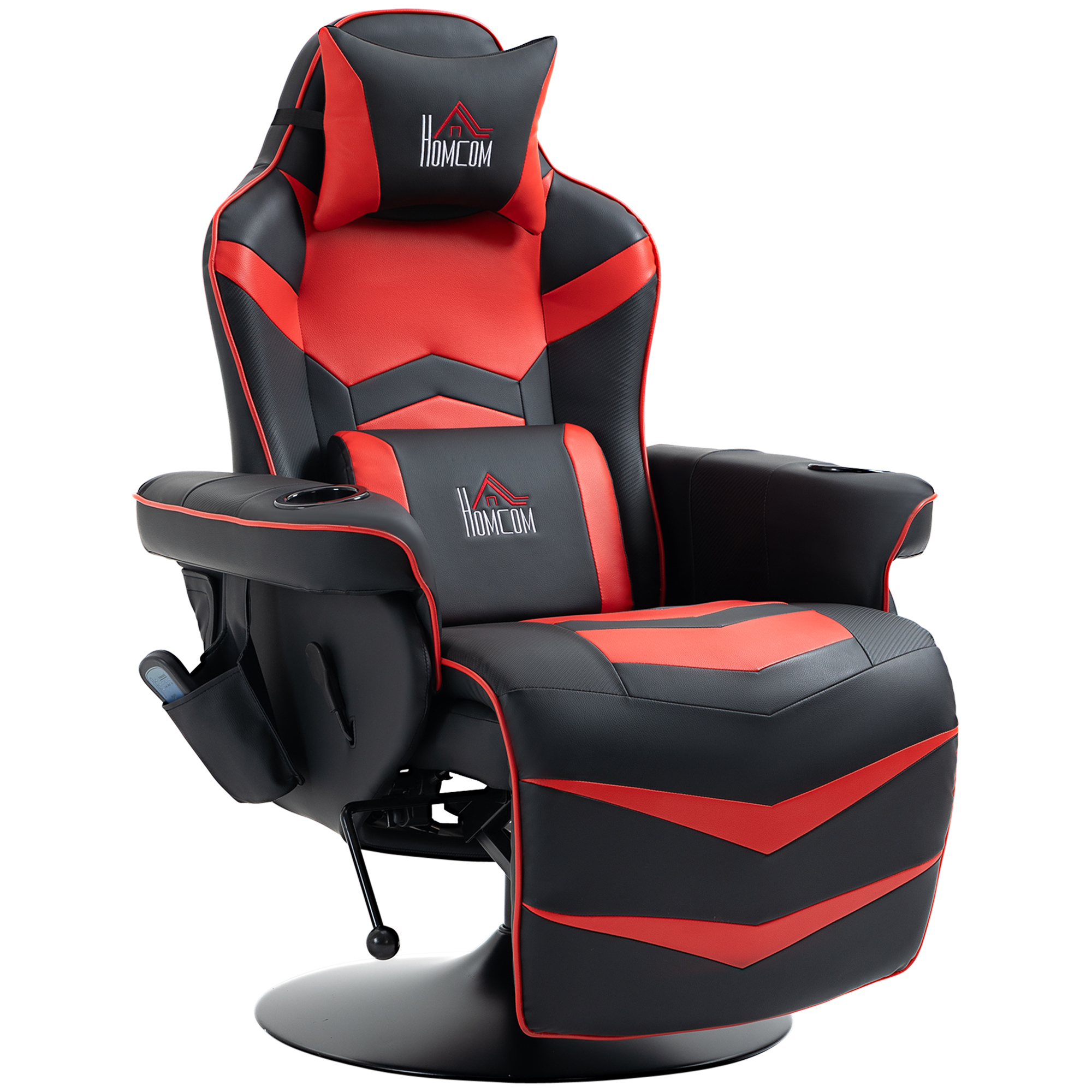 Gamingsessel, Massagefunktion, neigbare Lehne, Fußstütze, bis 120 kg, Stahlrahmen, Kunstleder, Rot Gamingsessel, Massagefunktion, neigbare Lehne, Fußstütze, bis 120 kg, Stahlrahmen, Kunstleder, Rot