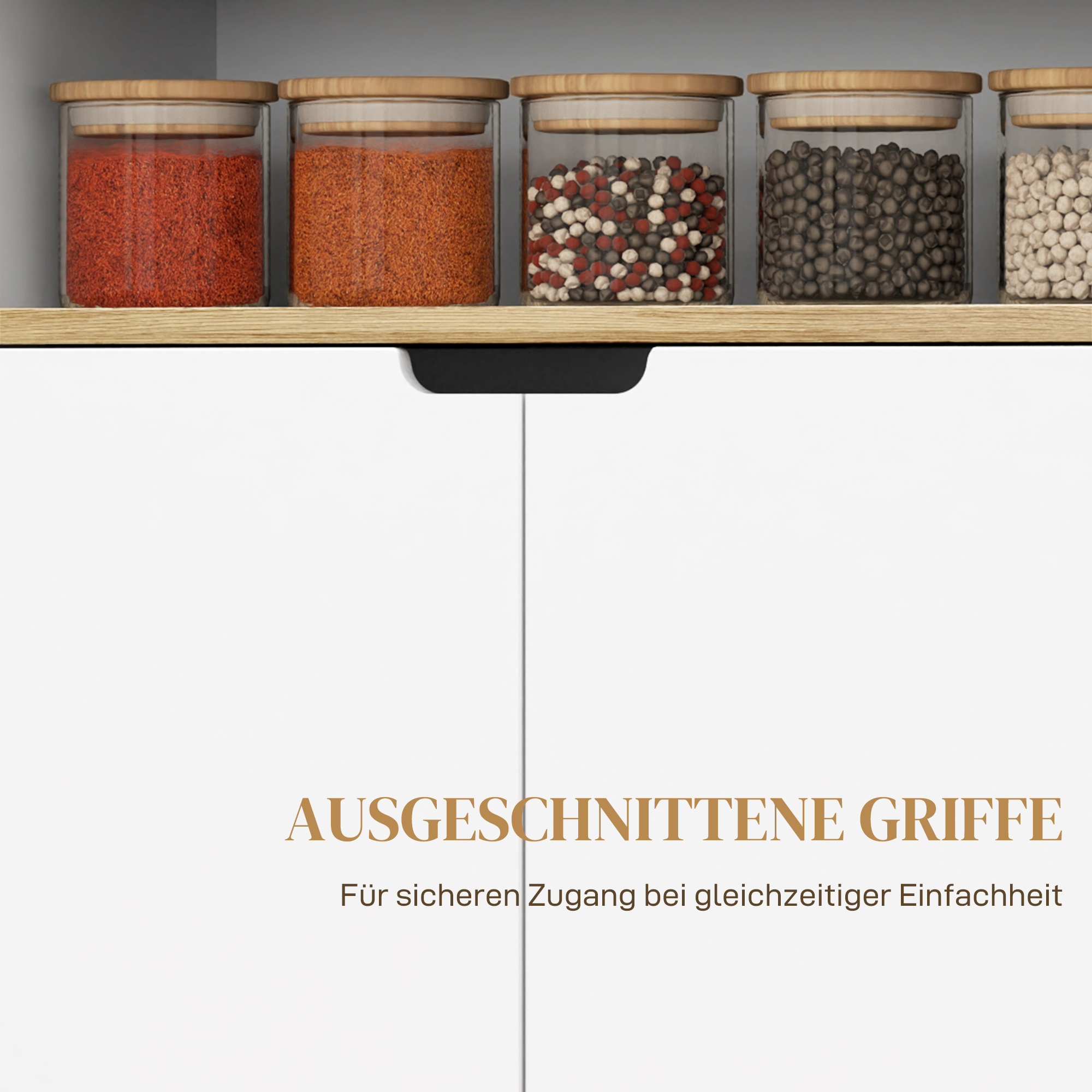 Rollender Küchenwagen mit Stauraum, Schrank, verstellbare Regale, für Küche, Wohnzimmer, Esszimmer, Weiß