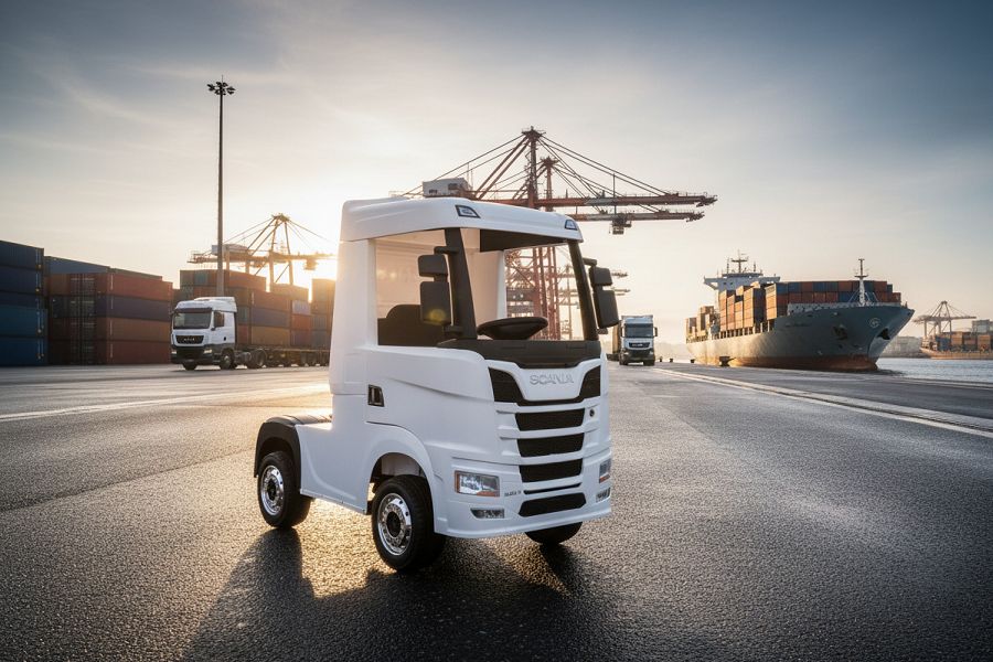 Kinderfahrzeug SCANIA R Series 4 Motoren - mit Hänger - schwarz