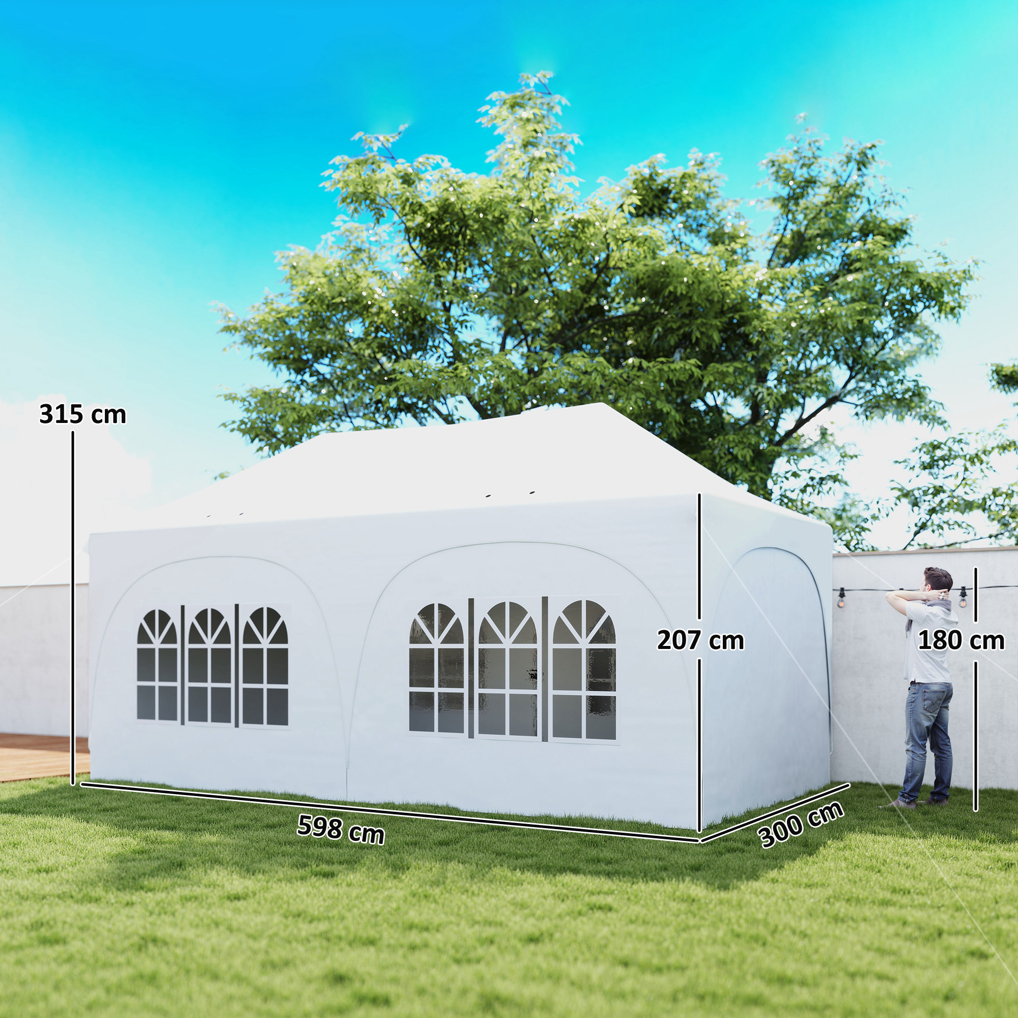 3 x 6 m Pop-Up-Pavillon mit Seitenwänden, 6 Sandsäcken, höhenverstellbarem Dach, Gartenparty-Zelt mit Tragetasche