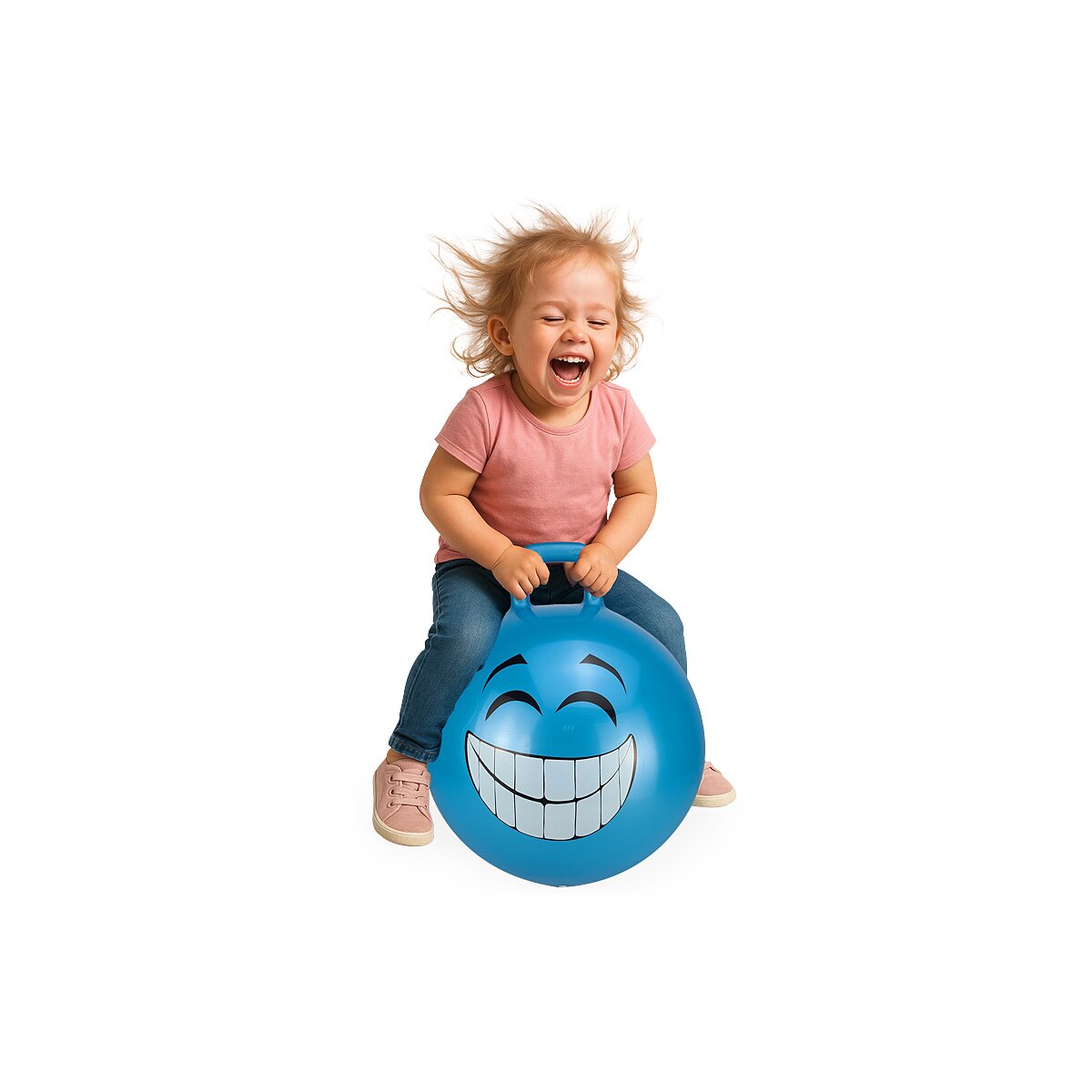 Hüpfball Smile HoppyDoo blau 450mm mit Pumpe