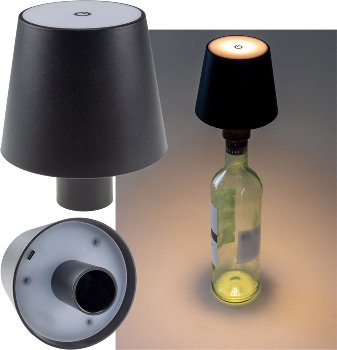 LED Akku Flaschenleuchte, warmweiß, USB-C, ØxH 10x12cm