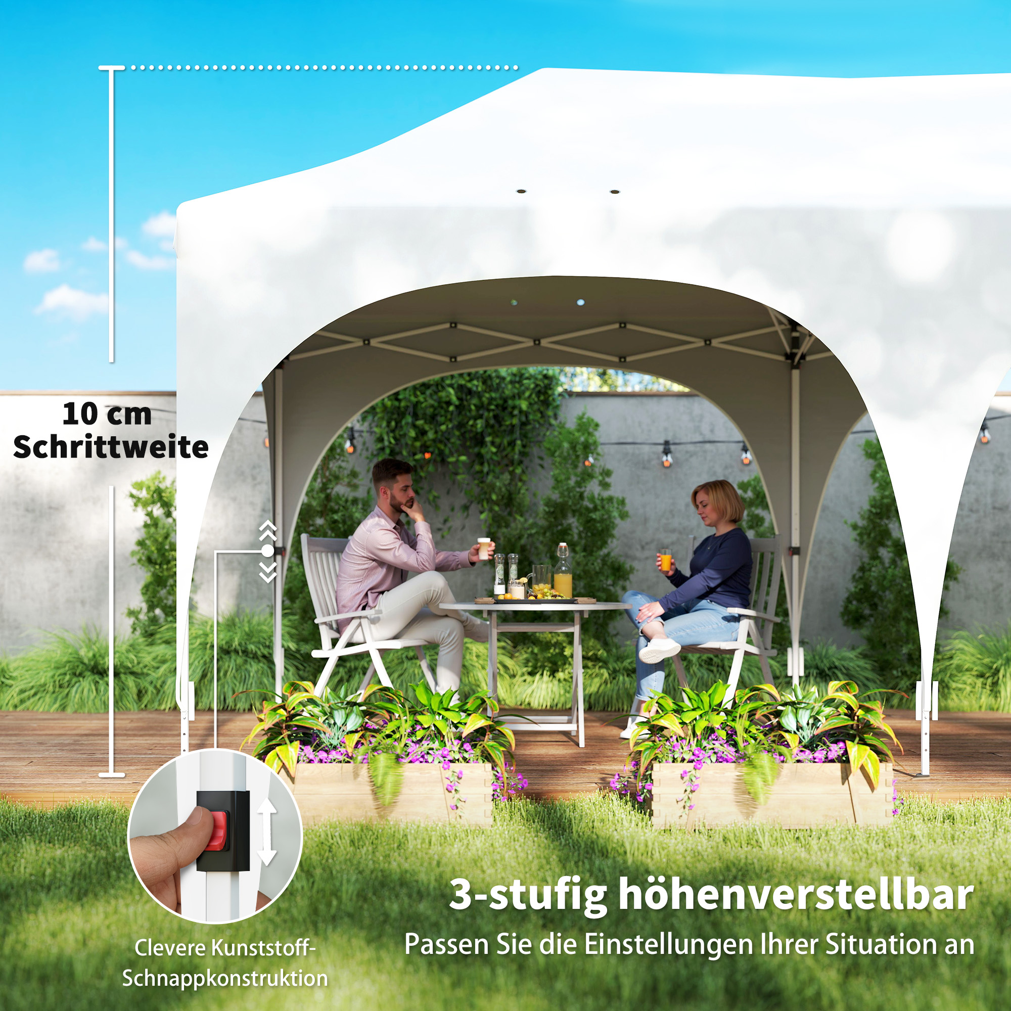 3 x 6 m Pop-Up-Pavillon mit Seitenwänden, 6 Sandsäcken, höhenverstellbarem Dach, Gartenparty-Zelt mit Tragetasche