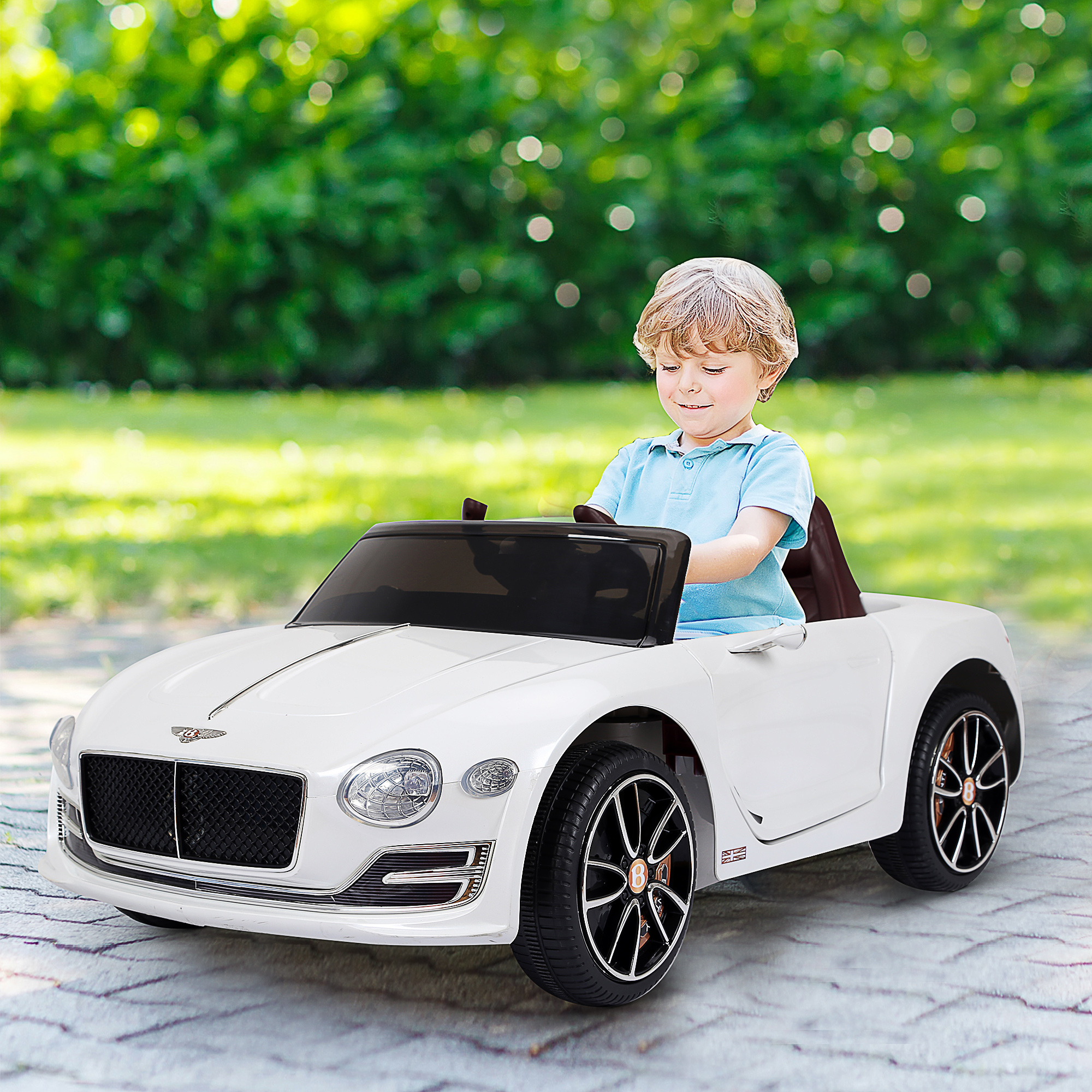 Kinderauto Bentley GT lizenzierte Kinderfahrzeug Elektroauto mit Fernbedienung 2 x 390 Motoren Kinder Weiß 108 x 60 x 43 cm