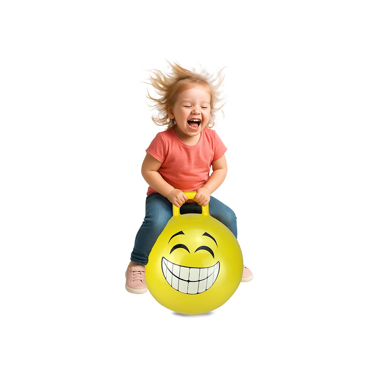 Hüpfball Smile HoppyDoo gelb 450mm mit Pumpe