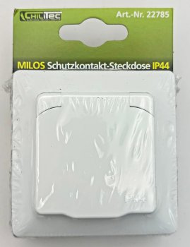 MILOS Schutzkontakt-Steckdose IP44, 250V~/ 16A, inkl. Rahmen, UP, weiß matt