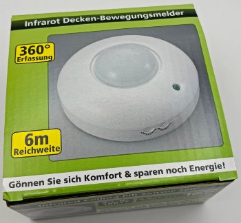 Decken-Bewegungsmelder "CBM" 360°, PIR, LED geeignet, 6m Detektion, weiß