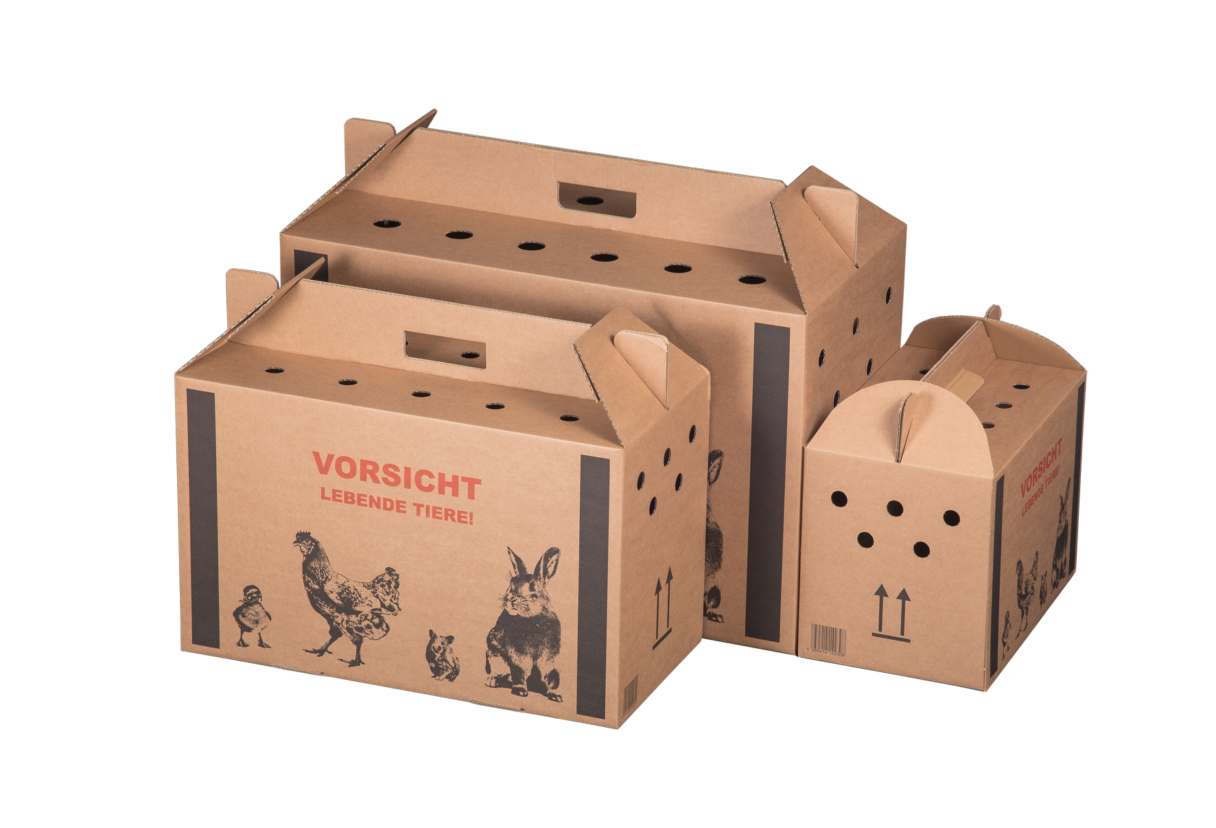 Transportkarton "lebende Tiere", 477x233x295mm, braun, 1-wellig, VPE10