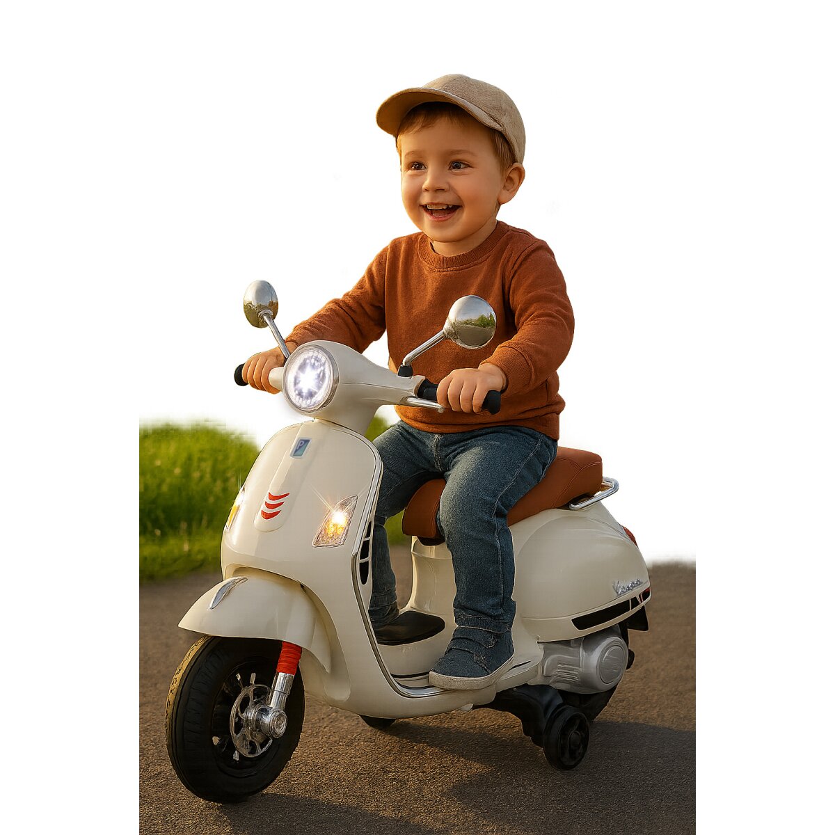 Kindermotorrad Vespa GTS 125 weiß Li-Power 12.6