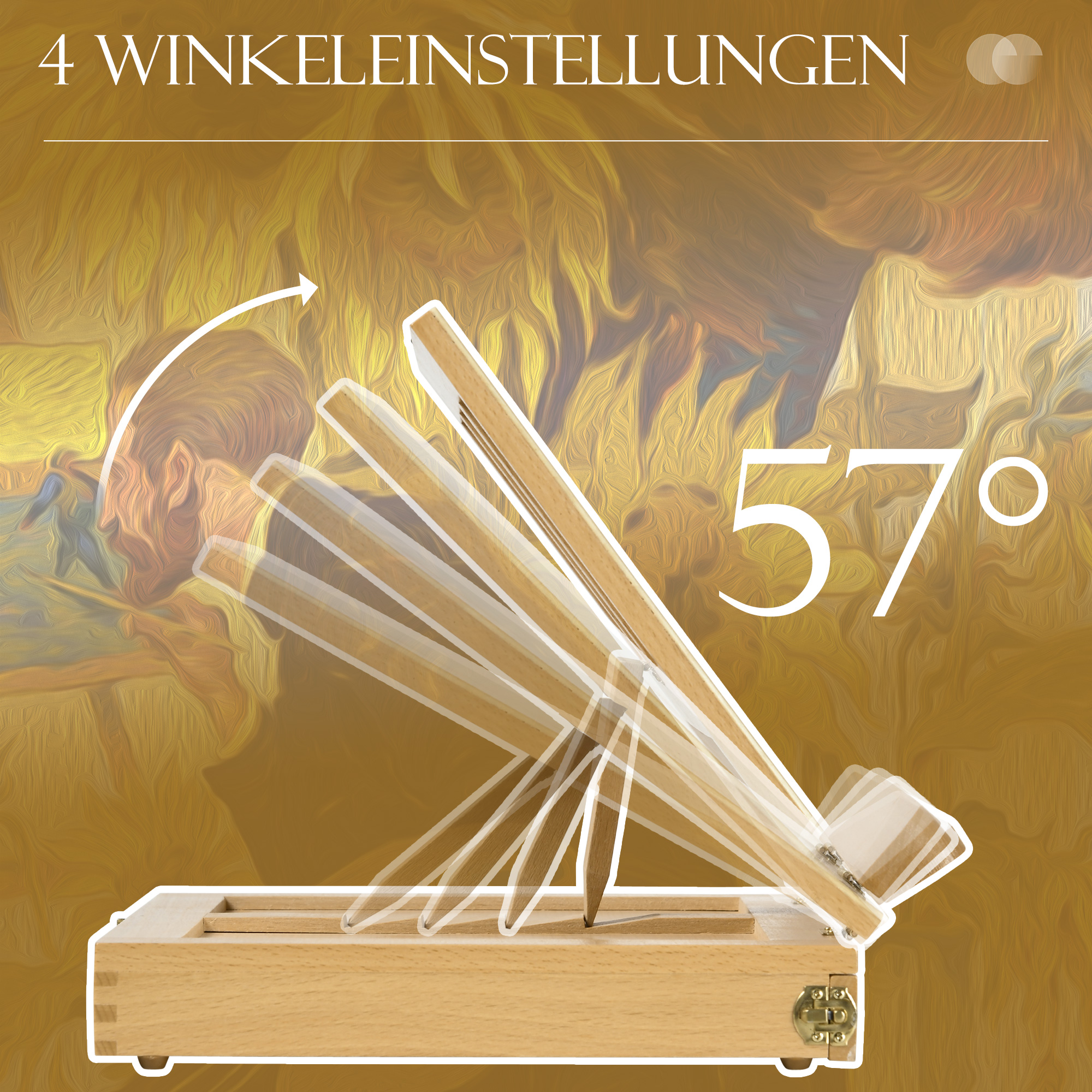 Tischstaffelei, kleine Staffelei, 1 Schublade, 3 Fächer, Massivholz, Natur