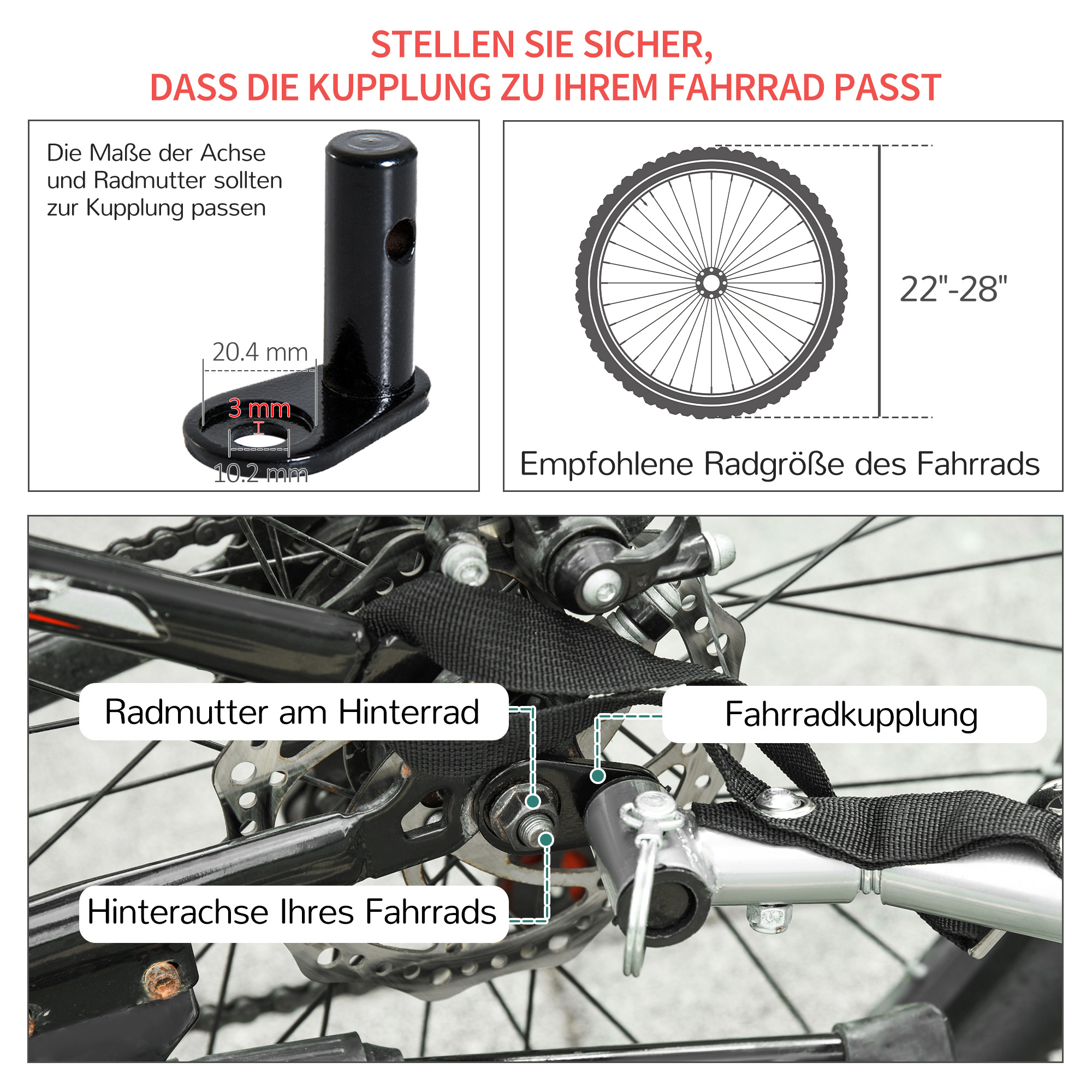 Transportanhänger Lastenanhänger Fahrrad Anhänge Lasten-Fahrradanhänger CargoTrailer (Rot-Schwarz)