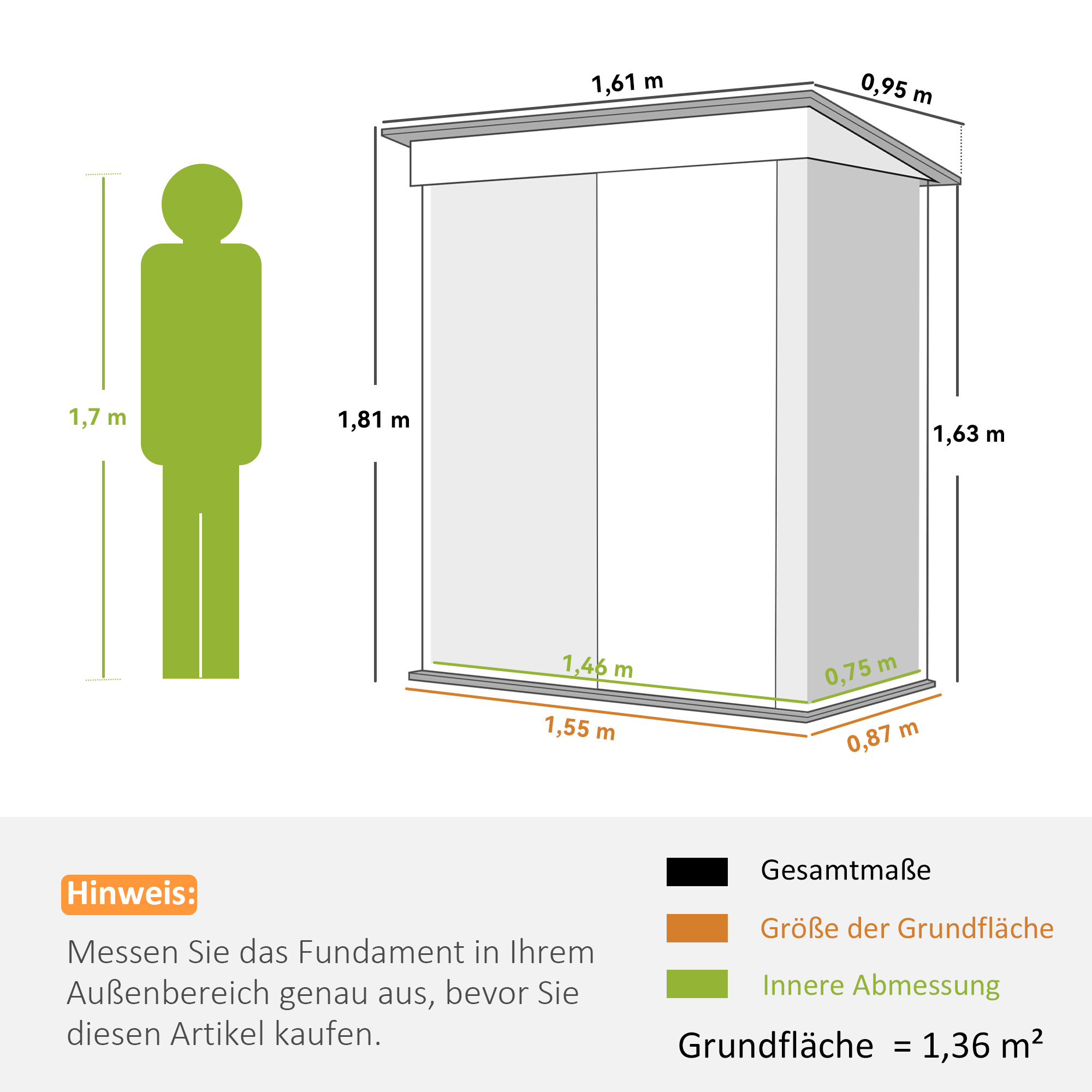 Gartenschuppen, Outdoor-Geräteschuppen aus Wellstahl, Wanddesign, verstellbare Regalböden, verschließbare Tür Dunkelgrau