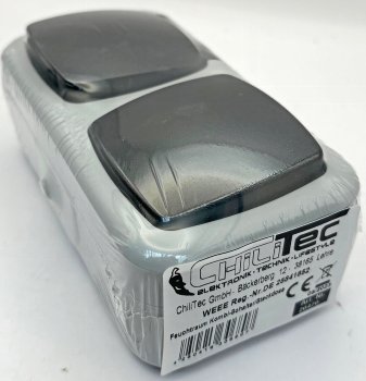 Feuchtraum Kombi-Schalter/Steckdose,IP44, 250V~/ 10/16A, grau, AP horizontal