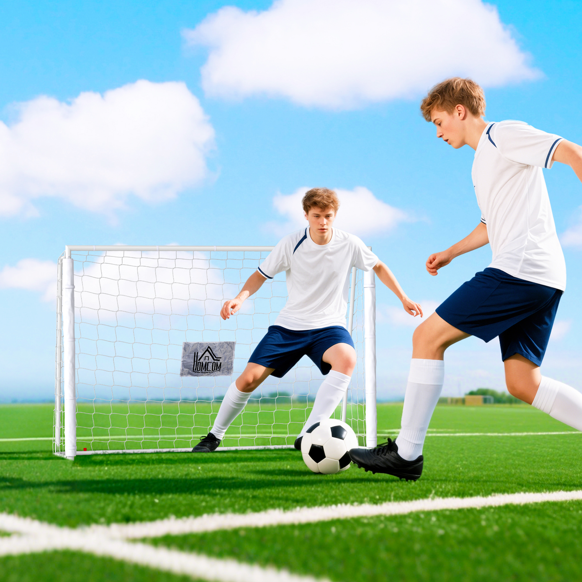 Fußballtor Kinder, Zielmarkierung, stoßdämpfende Hülsen, Garten, 186x123cm, weiß