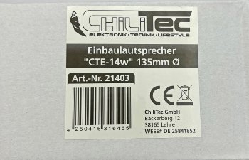 Einbaulautsprecher "CTE-14w", weiß / Ø 135mm, 60 Watt, 8 Ohm