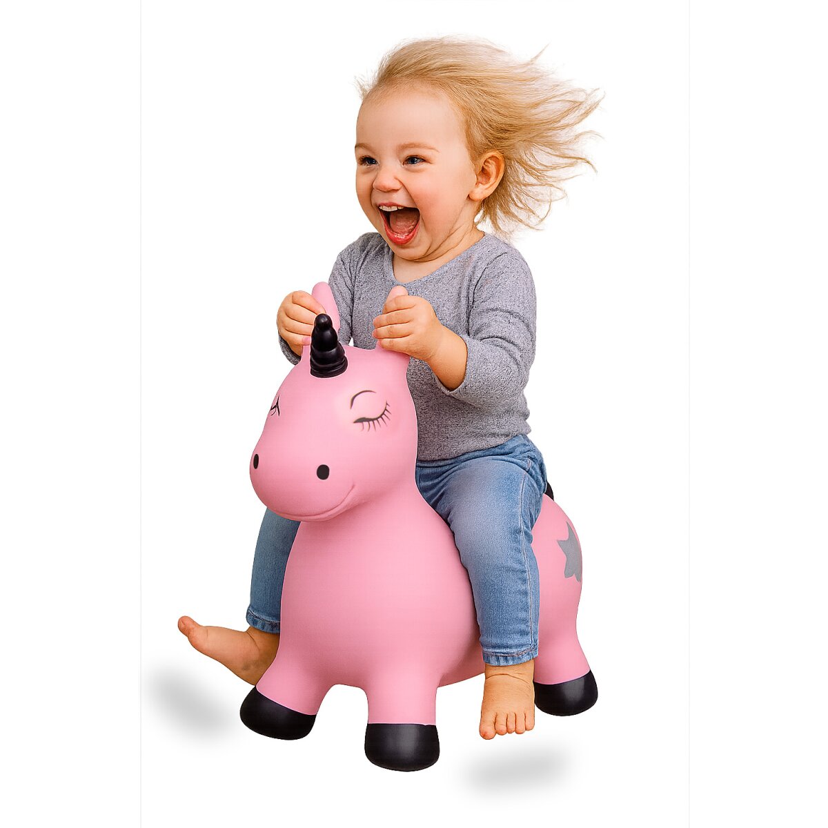 Hüpftier Einhorn HoppyDoo pink mit Pumpe