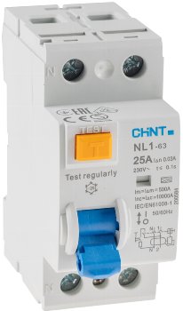 FI Fehlerstrom-Schutzschalter 30mA, 25A, 2-polig für DIN Trägerschiene