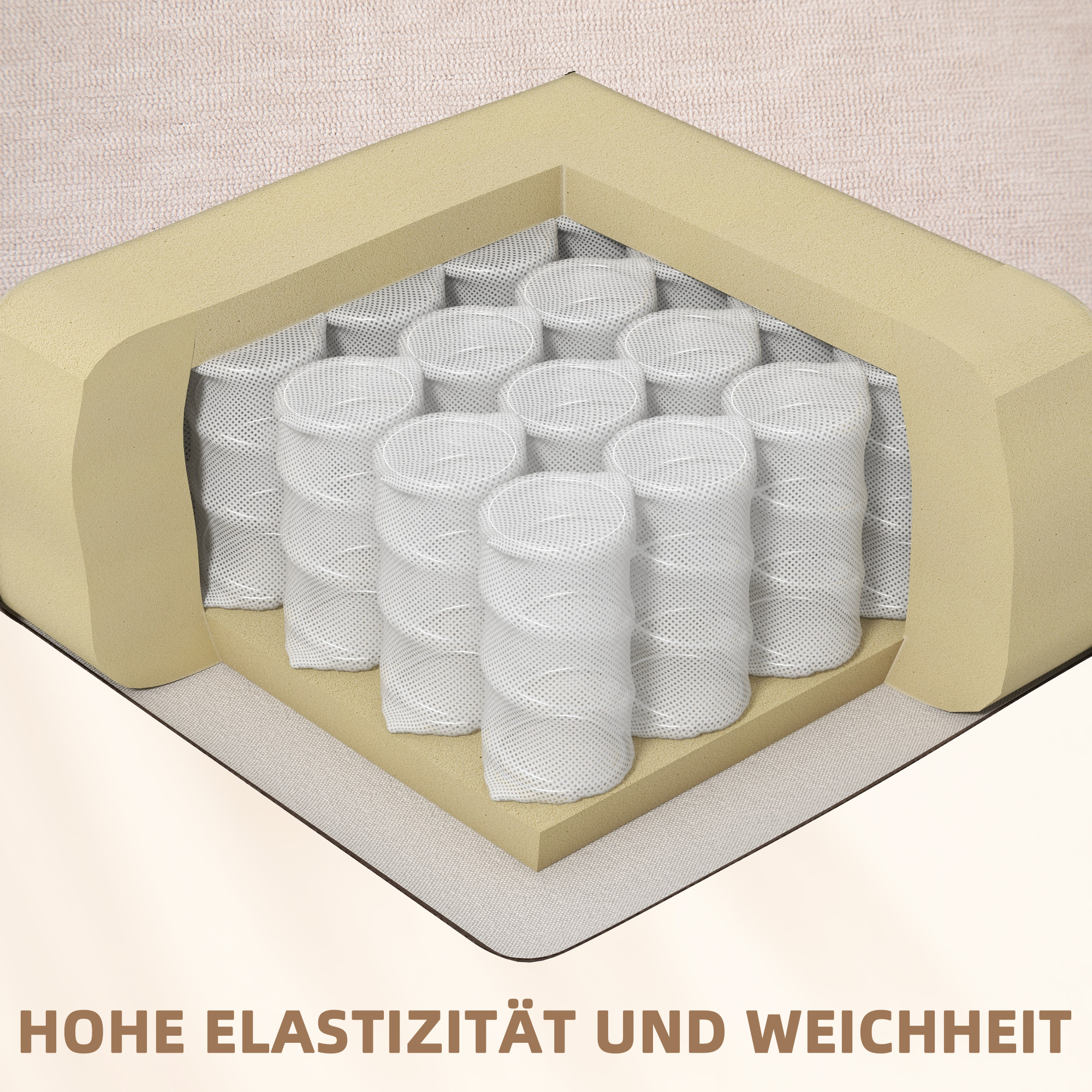Massagesessel mit Wärme- & Liegefunktion, drehbar, bis 150 kg, Metallgestell, 98x90x98cm, Beige
