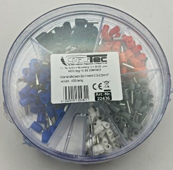 Aderendhülsen-Sortiment 0,5-2,5mm², isoliert, in Streudose, 400-teilig