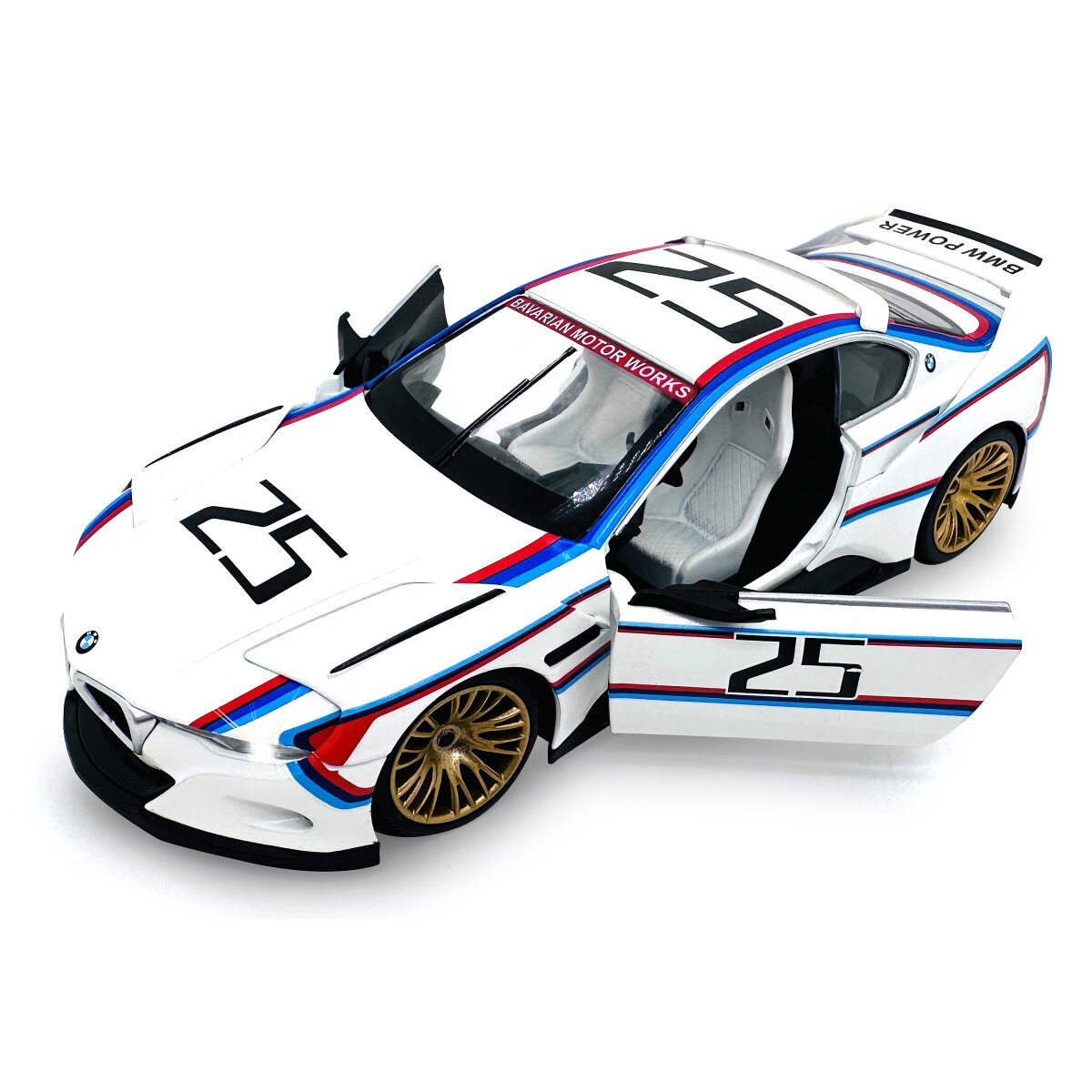 BMW 3.0 CSL Hommage R Diecast 1:24 weiß inkl. Knopfzellen